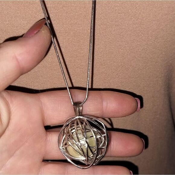 Elegant Silver and Gold Wire Pendant Necklace;32" - Picture 1 of 11